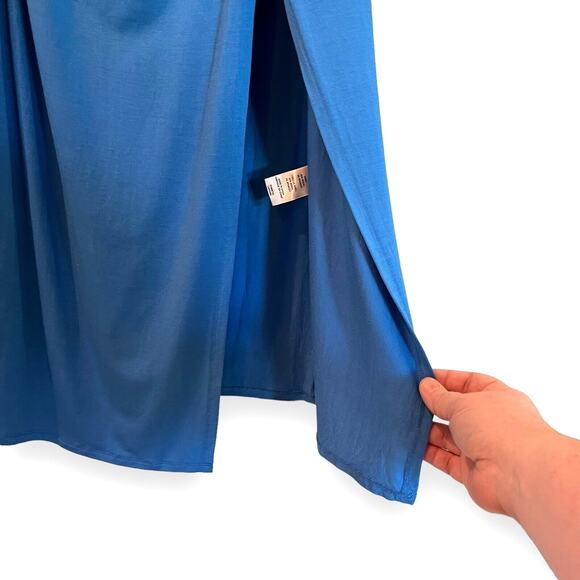 Rebecca Taylor Dress L French Blue Modal Twist Front Slit Sleeveless Midi $345 - Picture 6 of 11